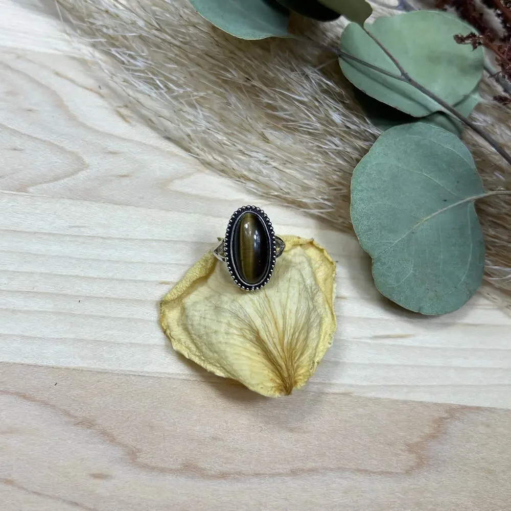 Vintage Clark and Coombs C&C Sterling Silver Elongated Agate Ring Size 4.75